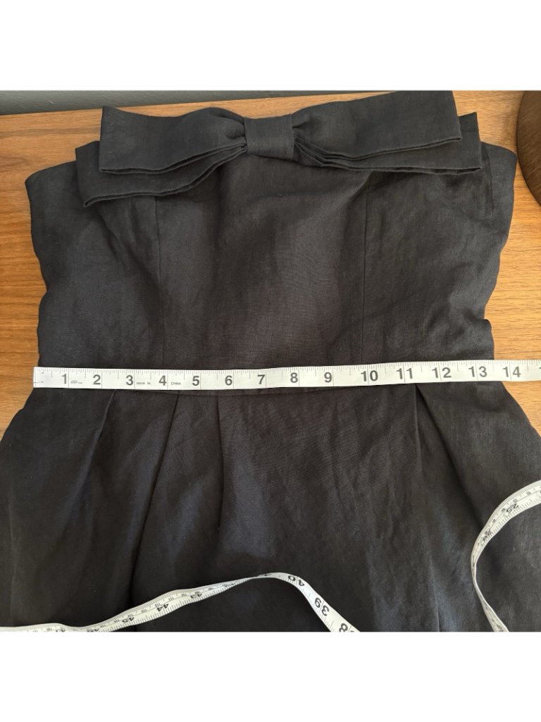 Linennaive Strapless Midi Linen Dress Bow Black Comfort First Classy Always Sz S — image 6 of 8